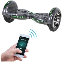 ROBWAY W3 Hoverboard für Erwachsene und Kinder, 10 Zoll Self-Balance-Scooter, Bluetooth, App, 800 Watt (Carbon)
