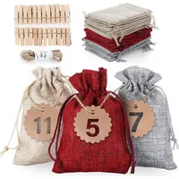 24 adventskalender zum befüllen Weihnachtskalender Geschenktüten Beutel Klein,Baumwollbeutel,Jutesack,Stoffsäckchen mit 1-24 Adventszahlen...