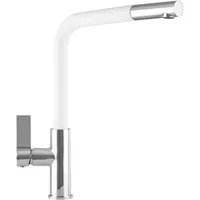 Faizee Home | Side Armatur Weiß – Elegante Küchenarmatur mit 360° Schwenkauslauf aus Messing & Keramikkartusche | Hochwertiger Wasserhahn für Spüle & Küche, langlebig & pflegeleicht