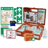 HM Arbeitsmedizin Erste-Hilfe-Koffer M1 -Komplettpaket - mit "Notfallbeatmungshilfe" für Betriebe - aktuelle DIN/EN 13157 inkl. Hygiene-Gel, 1. Hilfe Plakat + Aufkleber