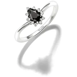 Thomas Sabo Fingerring THOMAS SABO "True Romance Ring mit Schwarzen Tropfen" Gr. 54, schwarz (silberfarben, schwarz, kristallweiß), Fingerringe, Damen, 54, Silber 925 (recycelt), 1,6mm, Fingerring, mit Zirkonia (synth.)