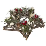 creativ home Teelichthalter Adventsgesteck mit Teelichthalter Braun