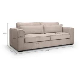 MID.YOU 3-Sitzer-Sofa Cord 3 Beige/Braun