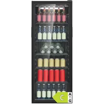 Bomann Bomann® Kühlschrank mit Glastür | Energieklasse C | 143cm | Getränkekühlschrank 2-12°C | MultiAirflow | 5 Gitterablagen | Türanschlag wechselbar | 236L | Flaschenkühlschrank | KSG 7292 schwarz