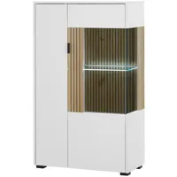 Furn.design Vitrine in weiß matt und Evoke Eiche Wohn-