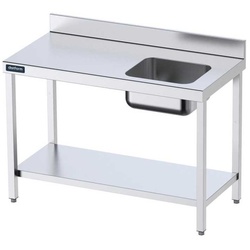 Tisch Inox. Chef rechts Schüssel mit Regal 180x60