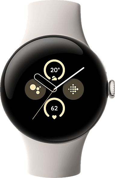 GOOGLE Pixel Watch 2 (LTE) Smartwatch Aluminium Fluorelastomer, 130–175 mm, 165–210 Polished Silver/ Porcelain