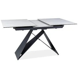 Ausziehbarer Esstisch VIDOR 2 – 120x80, weißer Marmor / Schwarz - Weiß
