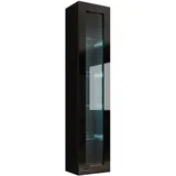 Mirjan24 Vitrine Vigo 40 x 180 x 30 cm Schwarz / Schwarz Hochglanz