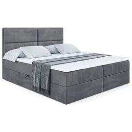 altdecor BOXBETT mit Matratze H3 und Lattenrost, - AURA - 160x200 Dunkelgrau