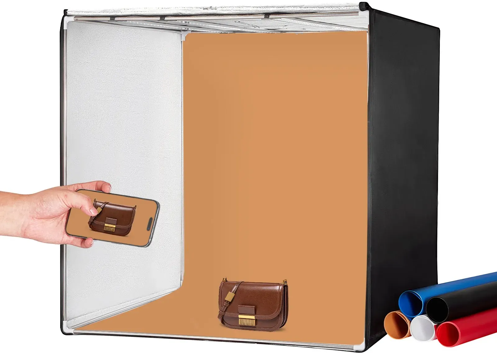 VEVOR Fotobox 100x100x100cm Fotostudio Set 80W Lichtbox Fotografie 5600K 210LED