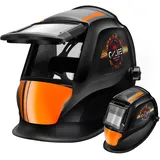 CCLIFE Hochklappbarer Wahre Farbe Automatik Schweißhelm 92 × 42 mm Solarbetriebene Einstellbar Clamshell schweißmaske 2 Sensoren Großes Sichtfeld Optische Klasse 1/1/2/2 UV/IR-Schutz DIN16