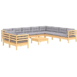 vidaXL Garten-Lounge-Set 11-tlg. grau Kiefer