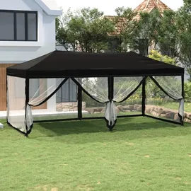vidaXL Partyzelt Faltbar mit Mesh-Seitenwänden Schwarz 3x6 m