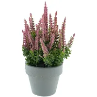 Mucplants Kunstblume getopfte Erika Calluna im grauen Topf, künstliches