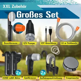 Kesser KESSER® Campingdusche mit Akku Tauchpumpe Handbrause 2x 2200mAh-Lithium-Akku, USB-Ladekabel für Camping Garten - Outdoor Hundedusche ,...