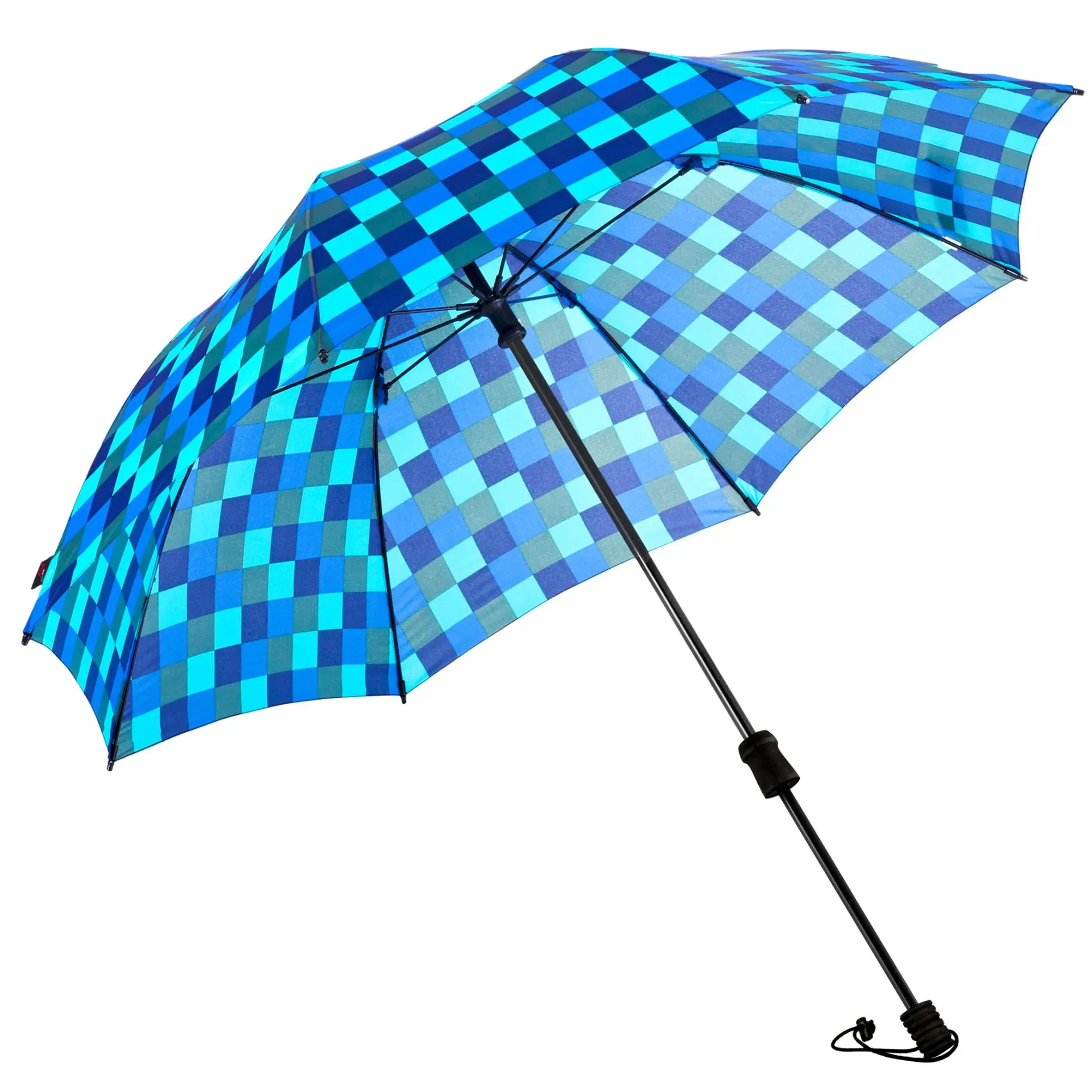 Euroschirm Regenschirm Swing handsfree - STK - blau / grün Kariert
