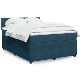 vidaXL Boxspringbett mit Matratze Blau 140x200 cm Samt