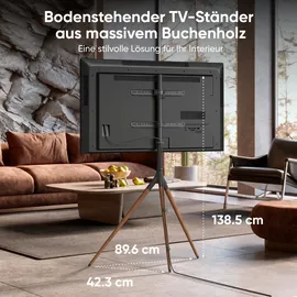 ONKRON TV Staffelei für 32-65 Zoll bis 35 kg, drehbar, Schwarz TS1220-B