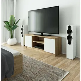 Akord TV-Schrank 140 cm Weiß 55 cm x 40 cm Eiche Spanplatte
