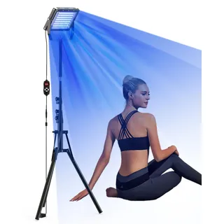 Bräunungslampe für Zuhause,460&480NM Blaues Licht Therapie Solarium Für Zuhause, LedsGesichtssolarium für Gesicht und Körper, 2 Modi-Konstant+pulsierend, 5 Helligkeitsstufen