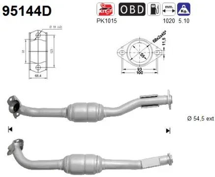 AS Katalysator 95144d für TOYOTA