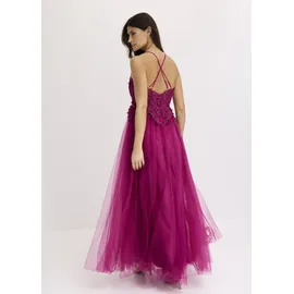 bonprix Abendkleid Maxi Tüll mit Spitze Pink 36