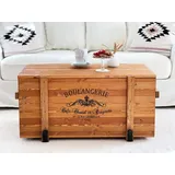 Uncle Joe ́s Truhe Boulangerie Couchtisch Truhentisch im Vintage Shabby chic Style aus Massiv-Holz in braun mit Stauraum und Deckel Holzkiste Beistelltisch Landhaus Wohnzimmertisch Holztisch nussbaum