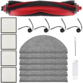 lehongs Q10 X5 Zubehör für Roborock Q10 X5/q10 X5+ Staubsauger,1 Hauptbürsten,4 Hepa-filter,6 Wischtücher,4 Seitenbürsten,1 Bürste,1 Schraubendreher Ersatzteilset