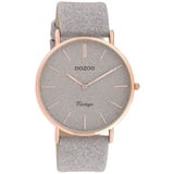 Oozoo Damen Armbanduhr Vintage Series Analog Leder grau UOC20162 - Grau