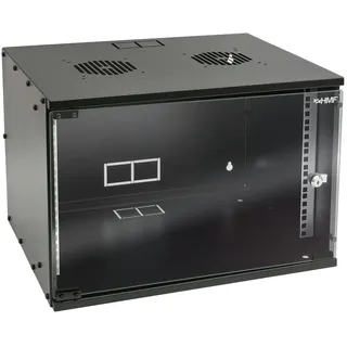HMF 65707-02 Serverschrank 19 Zoll 7 HE | 400 mm Tiefe | Glastür | Schwarz