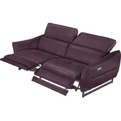 2,5-Sitzer EGOITALIANO "Dafne", lila (plum), B:208cm H:97cm T:108cm, Sofas, mit und ohne elektrischer Relaxfunktion, Kopfteile manuell verstellbar