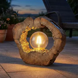 GLOBO Solarleuchte Kunststoff 30,5x8,5x25,5 cm 1x LED warmweiß braun