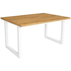 SKRAUT HOME Esstisch, 6 Plätze, 140x90x75cm, Robust und stabil dank seiner Zarge und massiven Beinen, Farbe Eiche, Industriestil - T140NatUBL