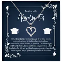 22Feels Schmuckset Uni Abschluss Geschenk Frauen Master Bachelor Schmuck Halskette Karte (inkl. Geschenktasche, Karte(n), Poliertuch, Beutel), Echt-Silber 925/000, Karte Made In Germany silberfarben