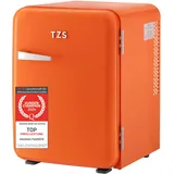 TZS First Austria lautloser Minikühlschrank | Retro Design | Einstellbare Kühlleistung | Türgriff |Thermoelektrisches Kühlsystem | 40L | orange