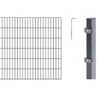 GAH ALBERTS Doppelstabmattenzaun als 22 tlg. Zaun-Komplettset | verschiedene Längen und Höhen - wahlweise in verschiedenen Farben | anthrazit | Höhe 120 cm | Länge 20 m