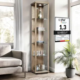 K-Möbel Glasvitrine C1014 176 x 37 x 33 cm Braun