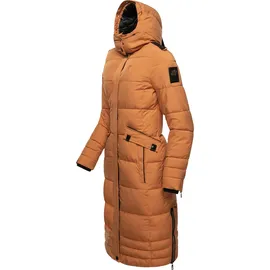Navahoo Damen Wintermantel Warmer Steppmantel lang mit Abnehmbarer Kapuze Fahmiyaa Rusty Cinnamon Gr. XL - XL