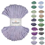 Sznurkomania, Geflochtene Baumwollkordel 3mm 100m, Farbmix, Colormix 3mm, Häkelkordel, Makramee Kordel, Makramee Garn, Premium Garn, Makramee Seil, (Sugary MIx)