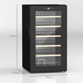 Homcom Weinkühlschrank 65 L Getränkekühlschrank für 24 Flaschen, 5-20°c, Schwarz