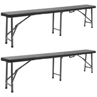 vidaXL Klappbare Gartenbänke 2 Stk. 180 cm Schwarz