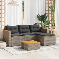 Festnight Poly Rattan Lounge Lounge möbel Outdoor Rattan gartenmöbel Set Gartenlounge Outdoor Lounge gartenmöbel Balkon Lounge Sitzecke Balkon mit Kissen-Grau -3-TLG
