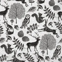 Mank Serviette Tissue Forest Grau-Schwarz, 40 x 40 cm, 100 Stück - Wald Waldtiere Herbst
