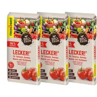 Floragard Bio-Erde Lecker 3x20 Liter - für Tomaten, Gemüse,
