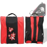 Serlium Schlittschuhtasche, 3-lagige Schlittschuhtasche Rollschuh Umhängetasche Organizer Nylon Rollschuhtasche für Kinder & Erwachsene Rollschuh(Rot)
