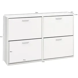 FineBuy Schuhkipper 120 x 81 x 24 cm geschlossen / weiß
