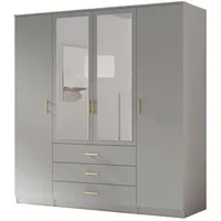 Moeblo Möblo Drehtürenschrank, Grau, Metall, 3 Schubladen, Rechteckig, 200x210x64