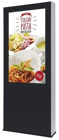 Digitale Outdoor Stele mit 55" Samsung-Bildschirm schwarz, Showdown Displays, 85.3x200.9x21 cm