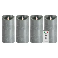SOMPEX LED-Kerze Sompex Flame LED Echtwachskerzen 4er Set grau 18cm mit Fernbedienung (Set, 5-tlg., 4 Kerzen, Höhe 18cm, Durchmesser 8cm, 1 Fernbedienung), mit Timer, Echtwachs, täuschend echtes Kerzenlicht grau